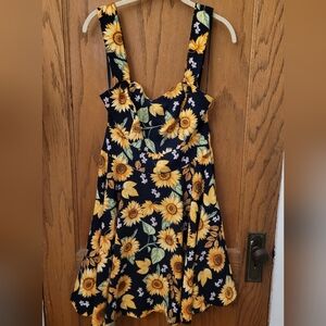 Hell Bunny Sunflower Pinafore Fit And Flare Dress